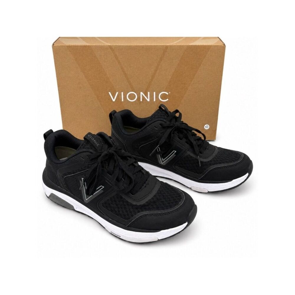 Vionic Walk Strider Black Orthotic Walking Sneakers Women’s 8 APMA 1st Ray